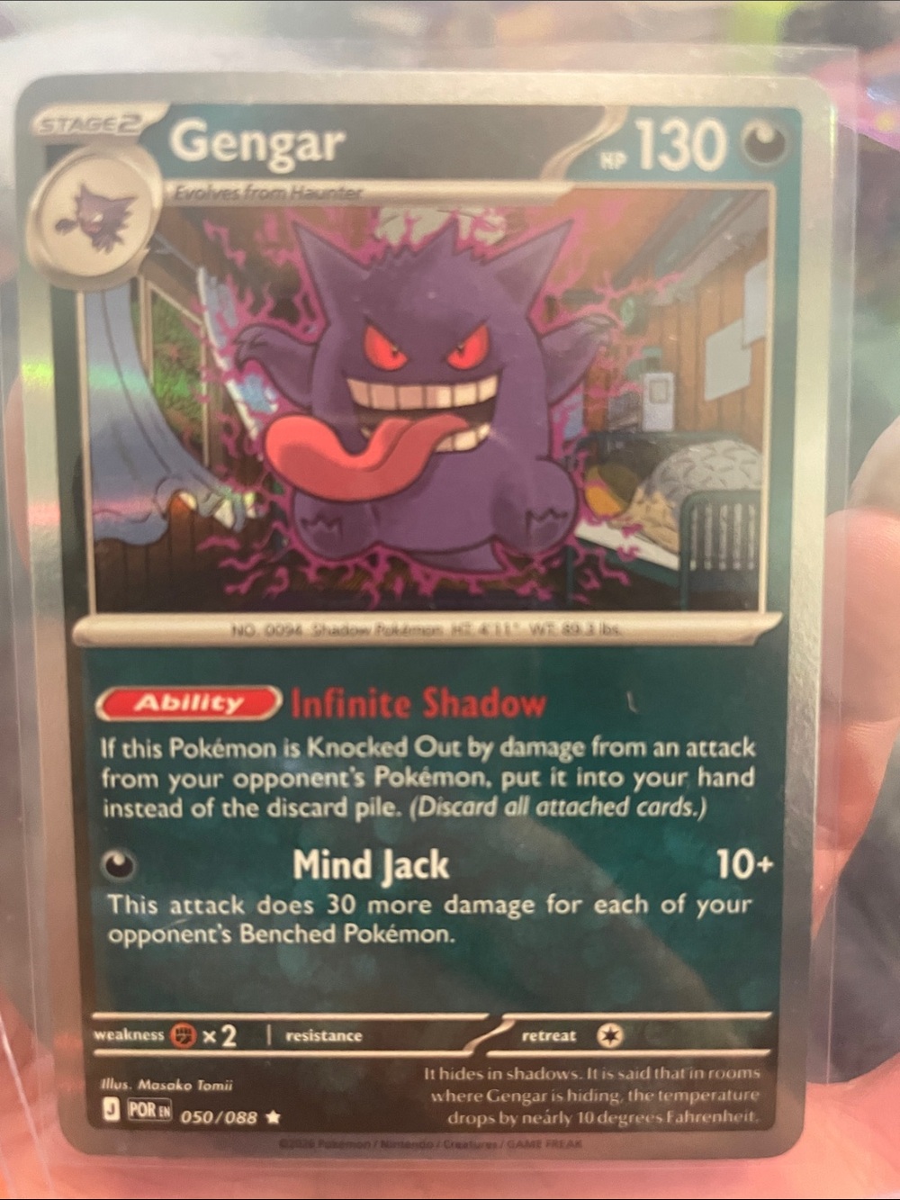 Pokemon Gengar Holographic Trading Card - Purple, Red